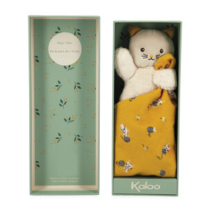 Kaloo Carre Douceur &ndash; Knuffeldoek Poes geel