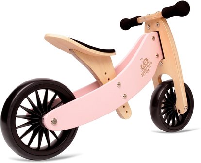 Kinderfeets houten loopfiets & driewieler Roze ( 18 maanden )