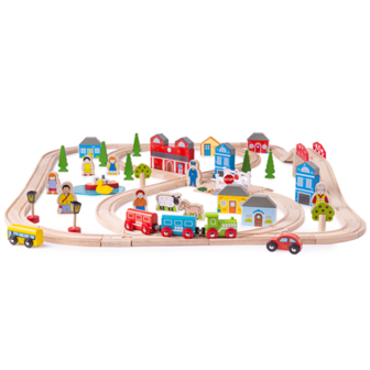 BigJigs treinset stad en land 