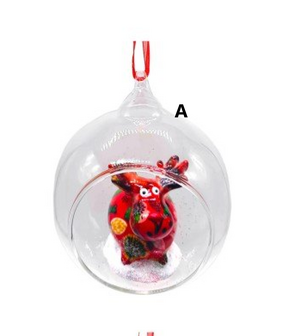 Pomme Pidou Open christmas glass ball - frog/moose/penguin 