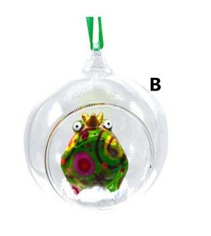 Pomme Pidou Open christmas glass ball - frog/moose/penguin 