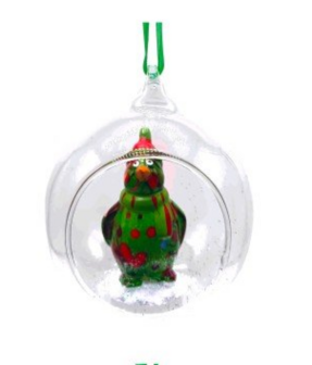 Pomme Pidou Open christmas glass ball - frog/moose/penguin 