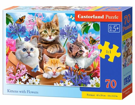 Casterland puzzel Kittens with Flowers  - 70pcs- 