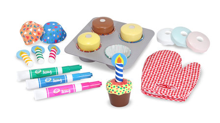 Melissa & Doug houten cupcake speel-set