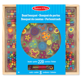 Melissa &amp; Doug Houten Kralenset XXL - 220 kralen en 8 koorden