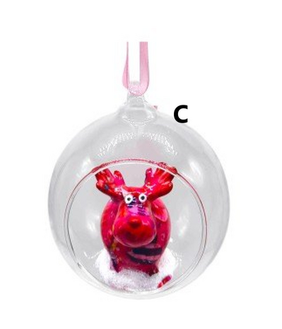 Pomme Pidou Open christmas glass ball - frog/moose/penguin 