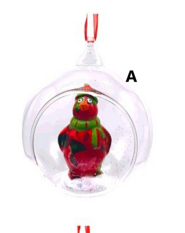 Pomme Pidou Open christmas glass ball - frog/moose/penguin 