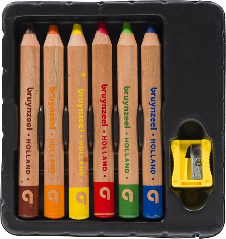 Bruynzeel Kids 6 extra zachte kleurpotloden met slijper