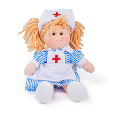 BigJigs Stoffen pop nurse Nancy  28 cm