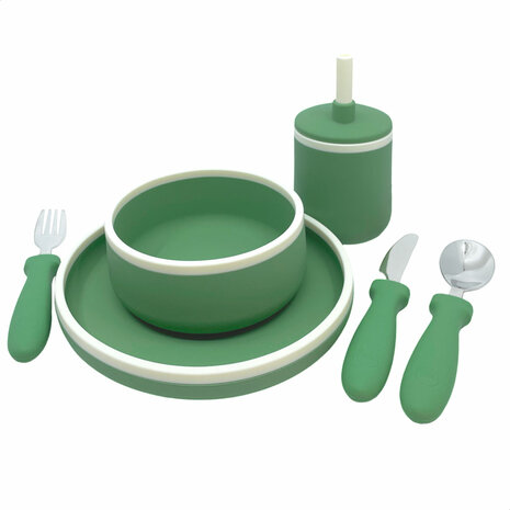 Smikkels – Siliconen kinder dinerset – Groen
