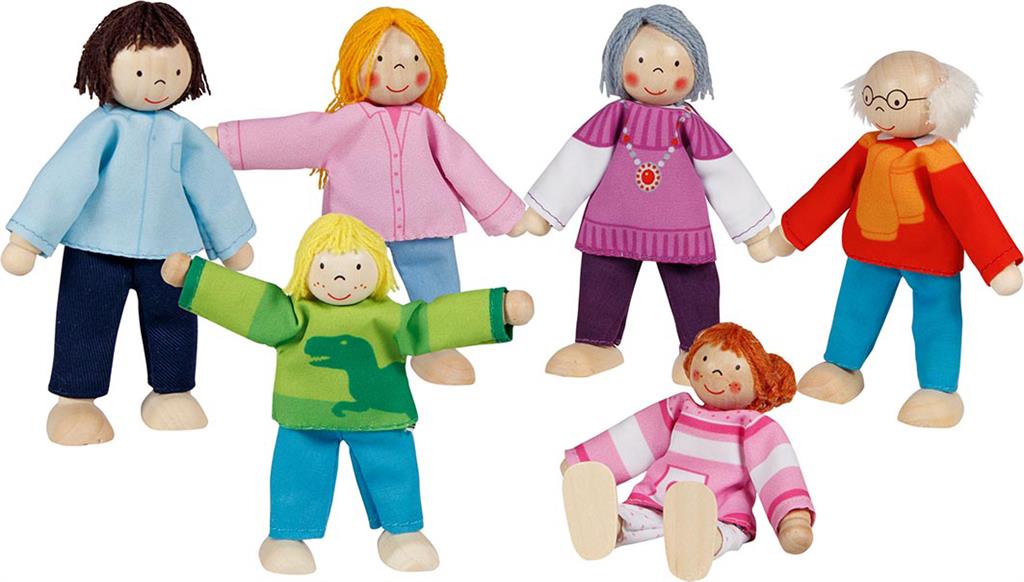 Uitgaand Hijsen Plakken Poppenhuis-poppetjes family (6 ) - berg & braam-houten-speelgoed