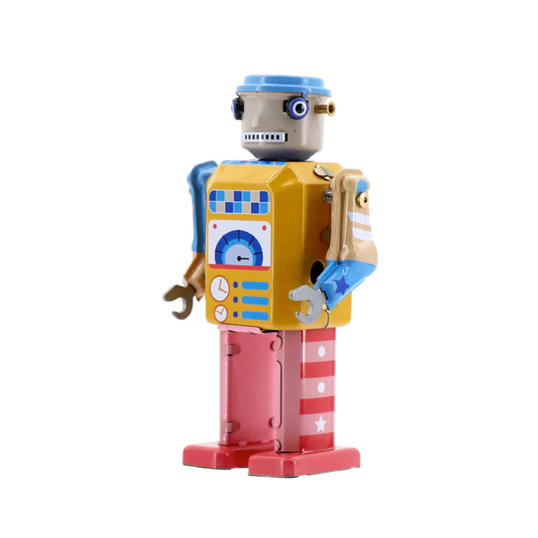 Onderzoek het postzegel incident Mr en Mrs Tin , blikken robots - berg & braam-houten-speelgoed
