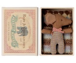 Maileg Sleepy wakey baby mouse in matchbox - Rose